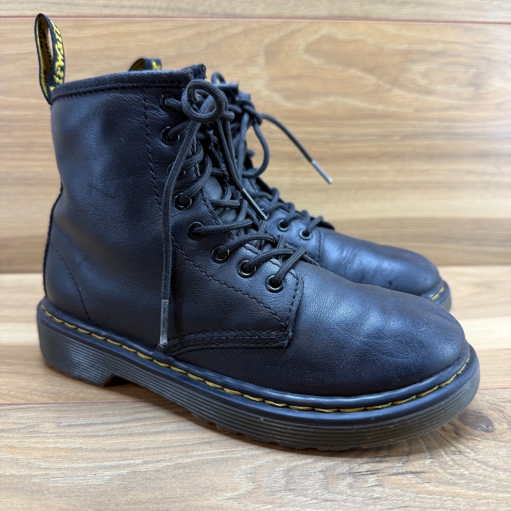 Dr Martens Kids Boots Size 1 Black Leather Zip‎ Combat 1460T Punk Grunge Y2k - Picture 2 of 11
